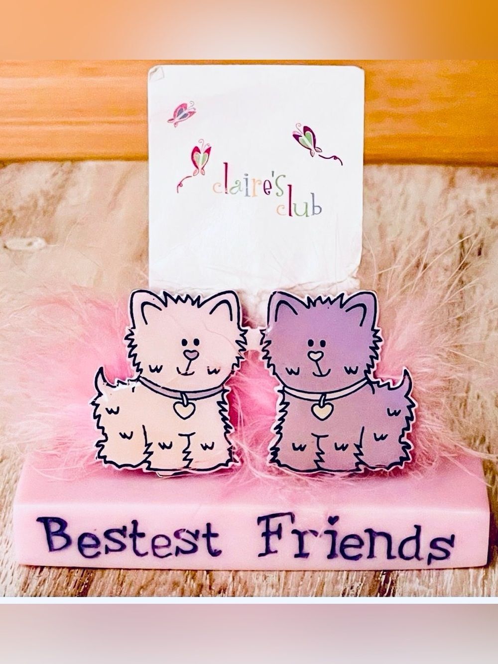 $10 or FREE with$50 Purchase NWT Claire’s Pink 2 kitties Furry BF Picture Holder